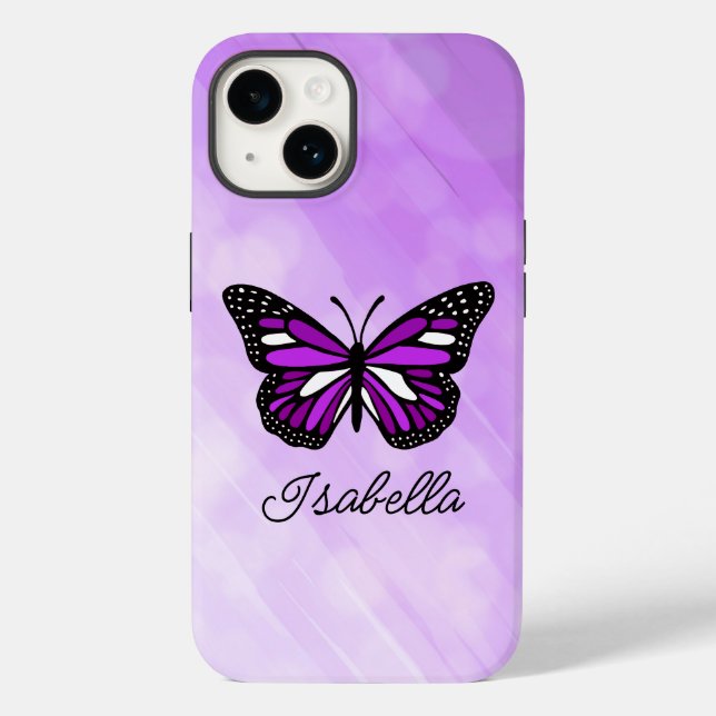 Purple Butterfly and Your Name Personalised    Case-Mate iPhone Case (Back)