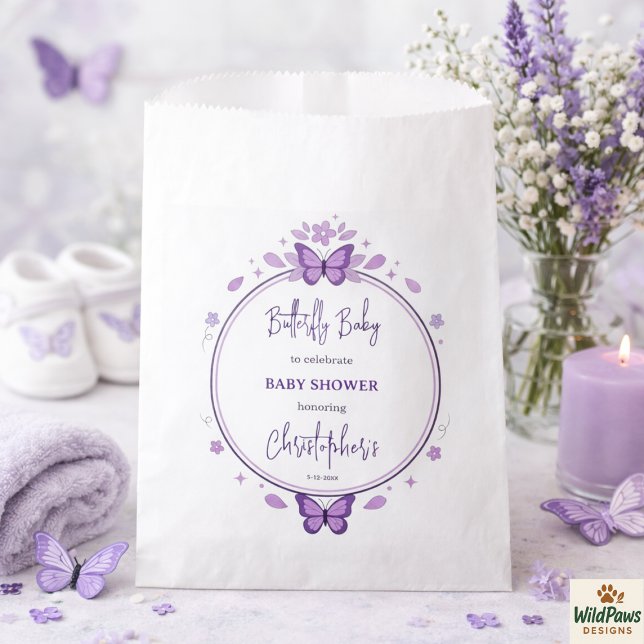 Purple Butterfly Baby Girl Baby Shower  Favour Bag (Purple Butterfly Baby Girl Baby Shower Favor Bag
)