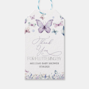 Purple Butterfly Baby Girl Baby Shower Favour Tag