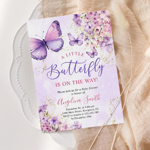 Purple Butterfly Baby Girl Baby Shower Invitation