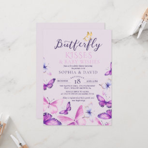 Purple Butterfly Baby Girl Baby Shower  Invitation