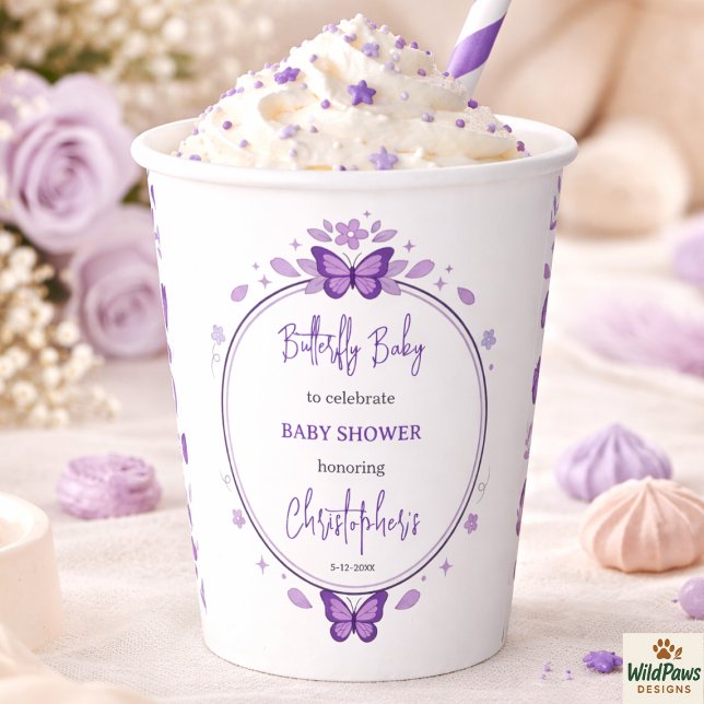 Purple Butterfly Baby Girl Baby Shower  Paper Cups (Purple Butterfly Baby Girl Baby Shower Paper Cups
)