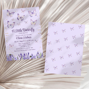 Purple Butterfly Baby Girl Shower Invitation