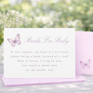 Purple Butterfly Baby Shower Books For Baby Card