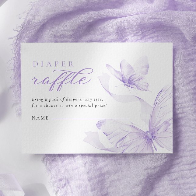 Purple Butterfly Baby Shower Diaper Raffle Enclosure Card (Creator Uploaded)