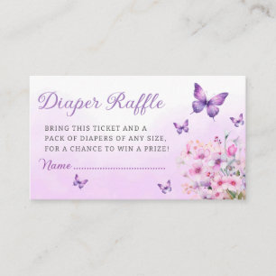 Purple Butterfly Baby Shower Diaper Raffle Ticket Enclosure Card