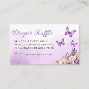 Purple Butterfly Baby Shower Diaper Raffle Ticket Enclosure Card