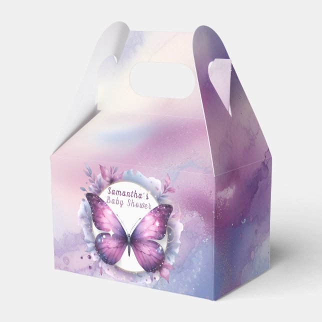 Purple Butterfly Baby Shower   Favour Box (Front Side)