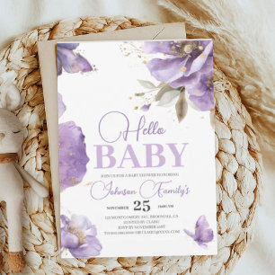 Purple Butterfly Baby Shower,flowers Invitation