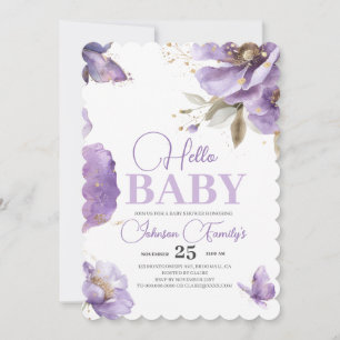 Purple Butterfly Baby Shower,flowers Invitation