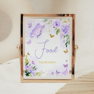 Purple Butterfly Baby Shower Food Poster