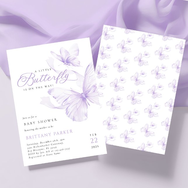 Purple Butterfly Baby Shower Invitation (Creator Uploaded)