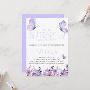 Purple Butterfly Baby Shower Invitations 