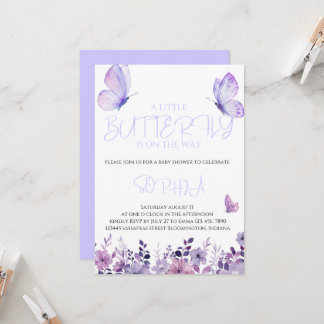 Purple Butterfly Baby Shower Invitations
