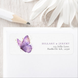 Purple butterfly Baby Shower Return Address  Return Address Label