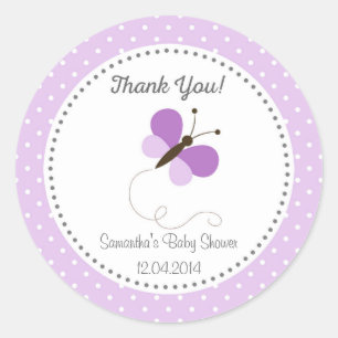Purple Butterfly Baby Shower Sticker