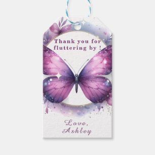 Purple Butterfly Baby Shower Thank you Gift Tags