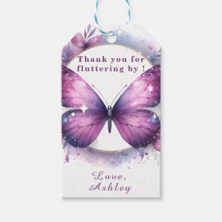 Purple Butterfly Baby Shower Thank you  Gift Tags