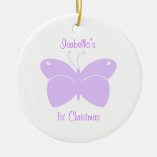 Purple Butterfly Baby's 1st Christmas Ornament