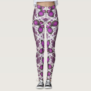 Purple butterfly batik patterned leggings