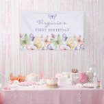 Purple Butterfly Birthday Banner<br><div class="desc">Step into a whimsical world filled with fluttering butterflies and elegant script with our Purple Butterfly Birthday Banner. This charming design is inspired by the vibrant colours of spring and summer, featuring a medley of butterflies in a rainbow of colours - blue, purple, red, orange, yellow, pink, and green with...</div>