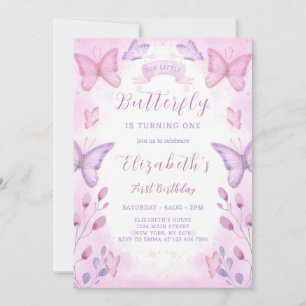 Purple Butterfly Birthday Invitation