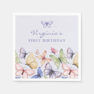 Purple Butterfly Birthday Napkin
