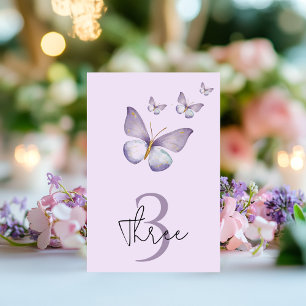 Purple Butterfly Birthday Party Table Number