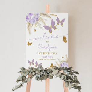 Purple Butterfly Birthday Welcome Poster