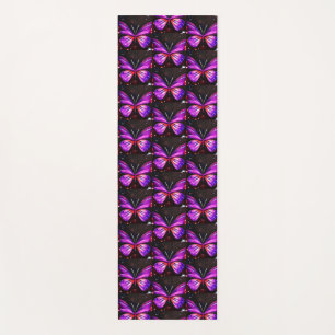 Purple butterfly black galactic background yoga mat