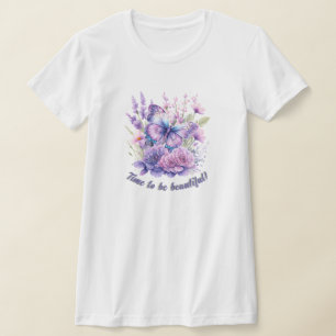 Purple Butterfly Blooming Garden be Beautiful T-Shirt