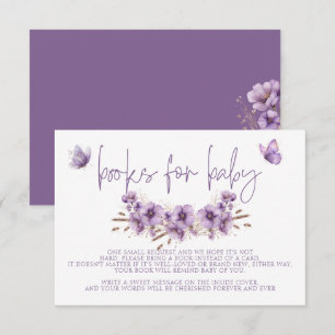 Purple Butterfly Books for Baby, Baby Shower Enclosure Card