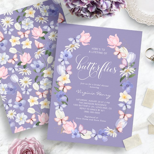 Purple Butterfly Bridal Shower Invitation (Purple Butterfly Bridal Shower Invitation
)