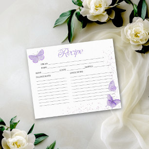 Purple Butterfly Bridal Shower Recipe Cards