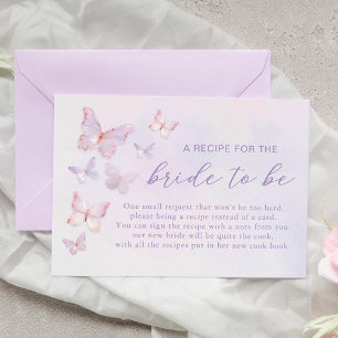 Purple Butterfly Bridal Shower Recipe Request Enclosure Card