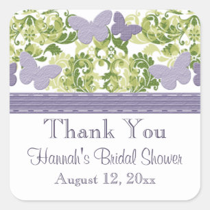 Purple Butterfly Bridal Shower Stickers Personaliz