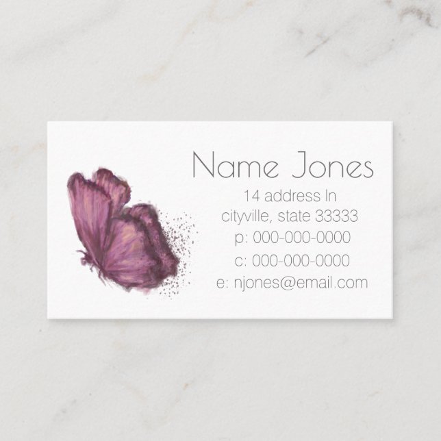 Purple Butterfly Business Card (Front)
