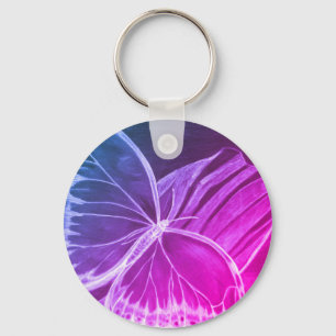 Purple butterfly Button Keychain