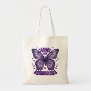 Purple Butterfly Cancer Awareness Tote Bag