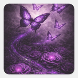Purple Butterfly– Dark Bloom Collection Square Sticker