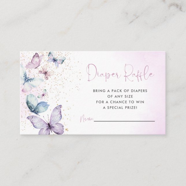 Purple Butterfly Diaper Raffle Card (Front)