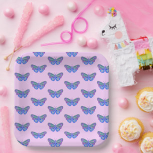 Purple Butterfly Drawing Paper Plate