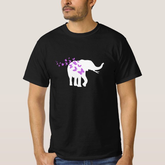 Purple Butterfly Emoji, Butterfly with Elephant T-Shirt (Front)