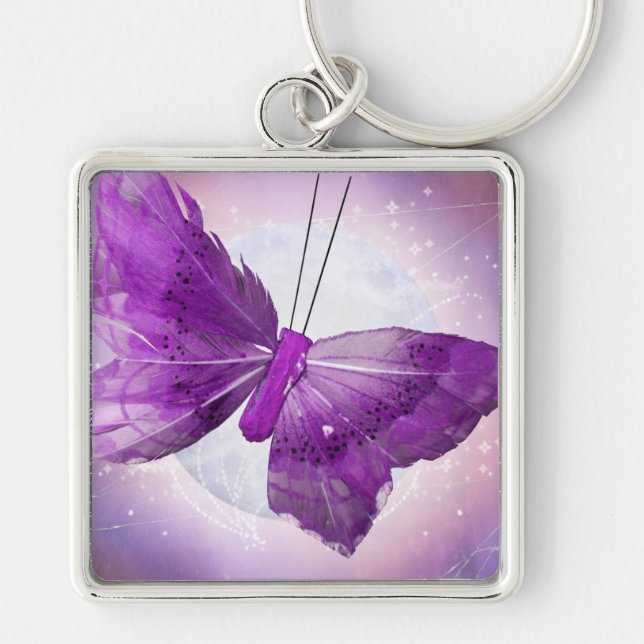 Purple Butterfly Fantasy Moon Designs Key Ring (Front)