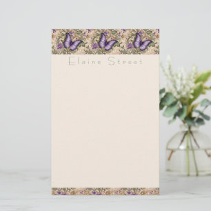 Purple Butterfly Floral and Herbal Stationery