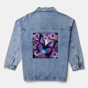 Purple Butterfly Floral Denim Jacket