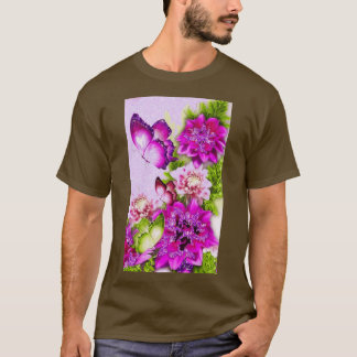 Purple Butterfly Floral Designs T-Shirt