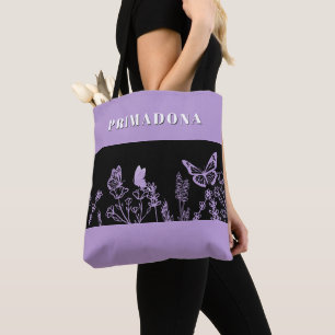 Purple Butterfly & Floral Garden Aesthetic Tote Ba Bag