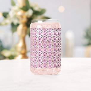 Purple Butterfly Floral Pattern Cute Cottagecore  Can Glass