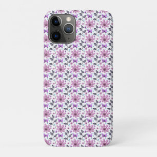 Purple Butterfly Floral Pattern Cute Cottagecore iPhone 11 Pro Case